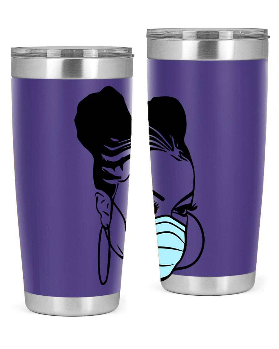 Black Nurse 20oz Tumbler made of stainless steel with a stylish design, perfect for hot and cold beverages.