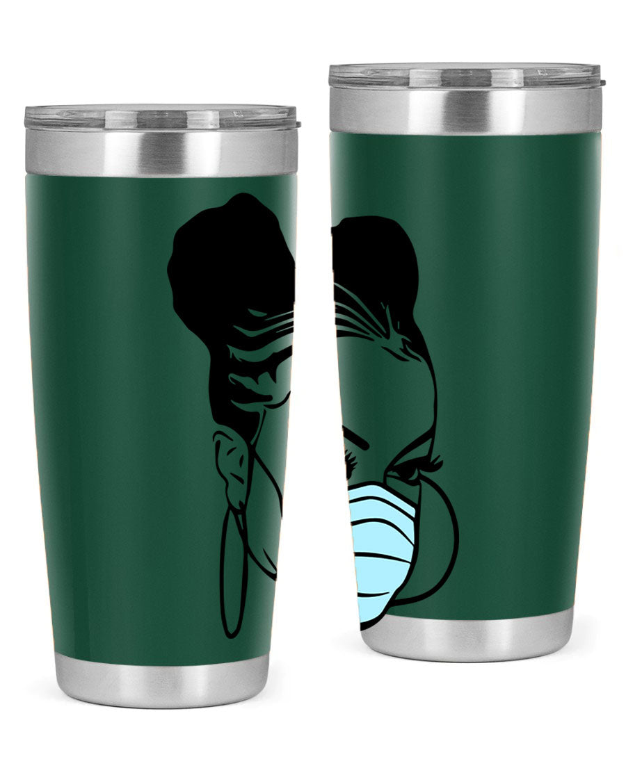 Black Nurse 20oz Tumbler made of stainless steel with a stylish design, perfect for hot and cold beverages.