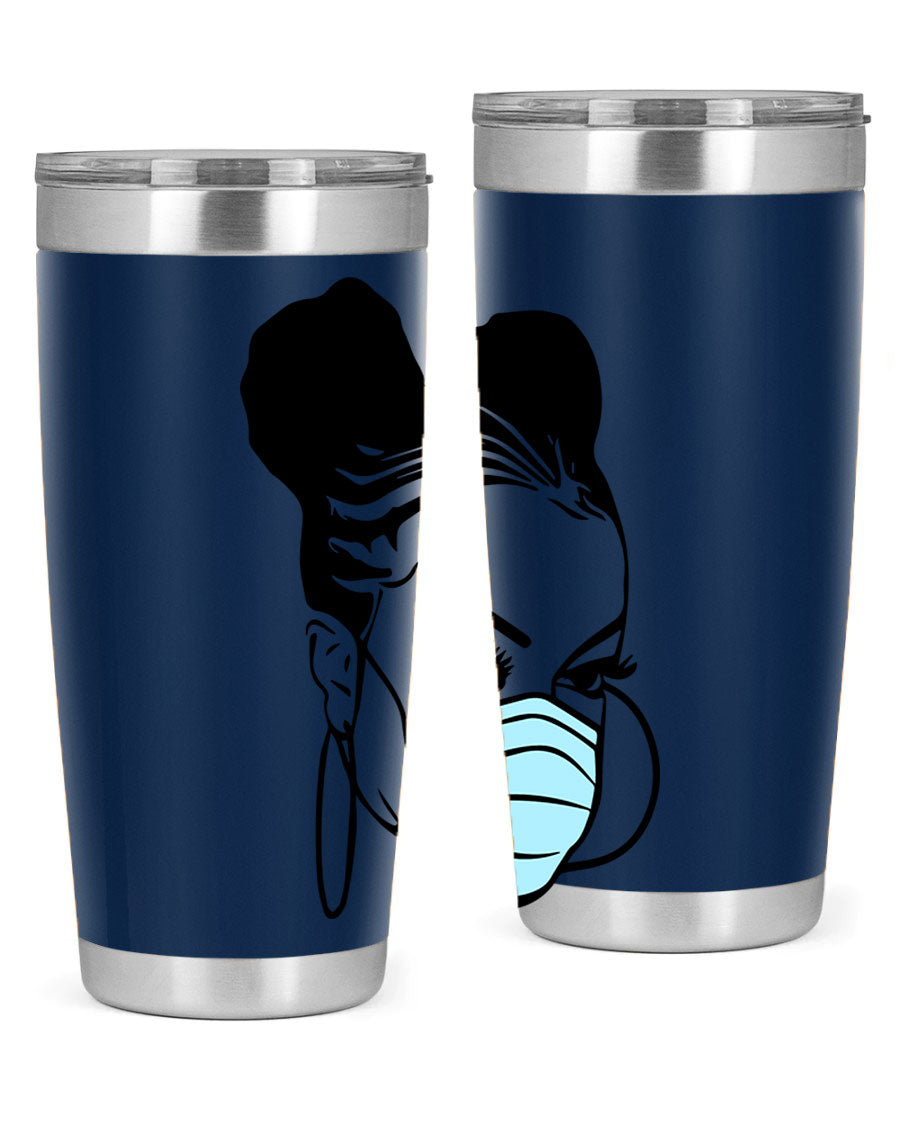 Black Nurse 20oz Tumbler made of stainless steel with a stylish design, perfect for hot and cold beverages.