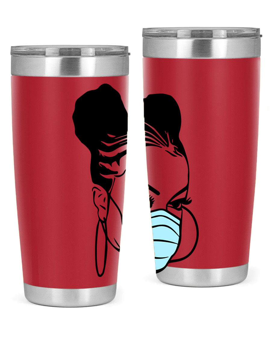 Black Nurse 20oz Tumbler made of stainless steel with a stylish design, perfect for hot and cold beverages.