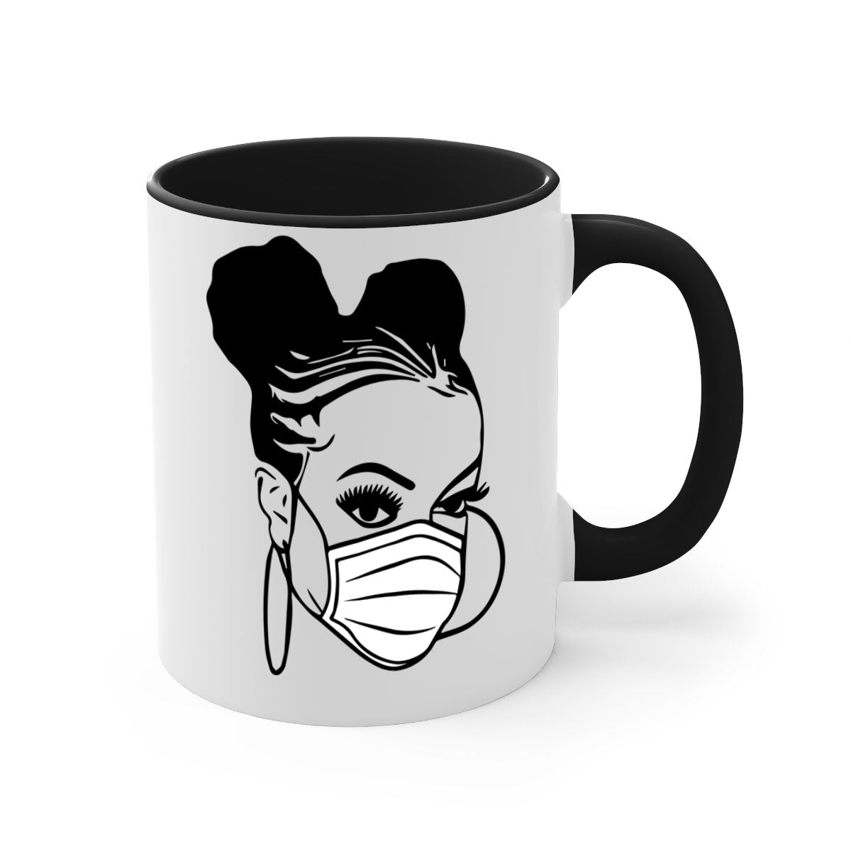 Black Nurse 6# Mug featuring a glossy finish, colored handle, and interior, available in multiple colors and sizes.