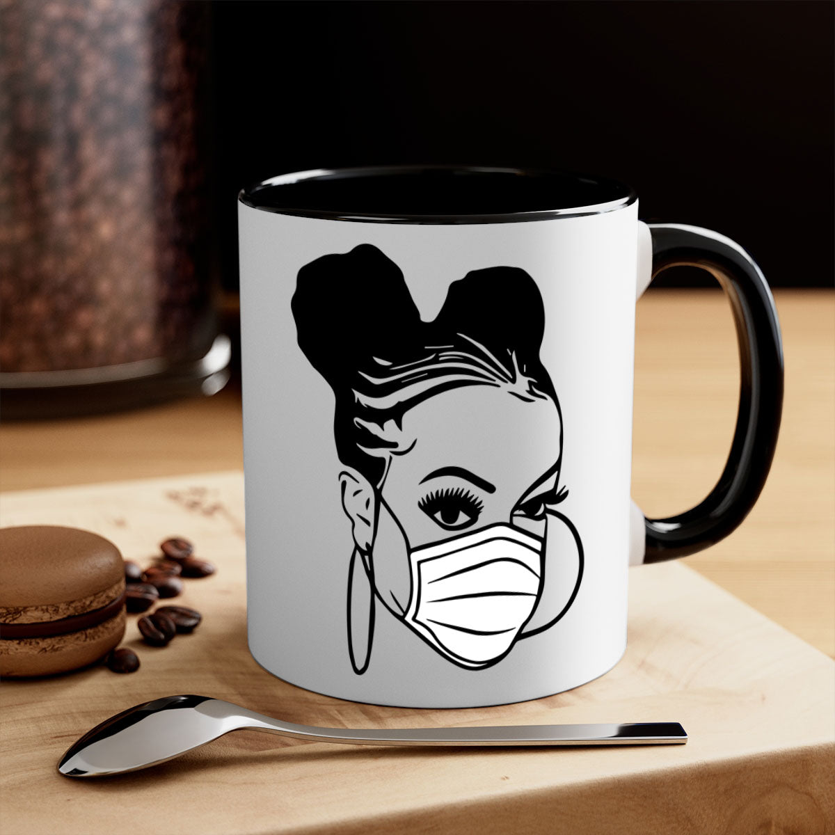 Black Nurse 6# Mug featuring a glossy finish, colored handle, and interior, available in multiple colors and sizes.