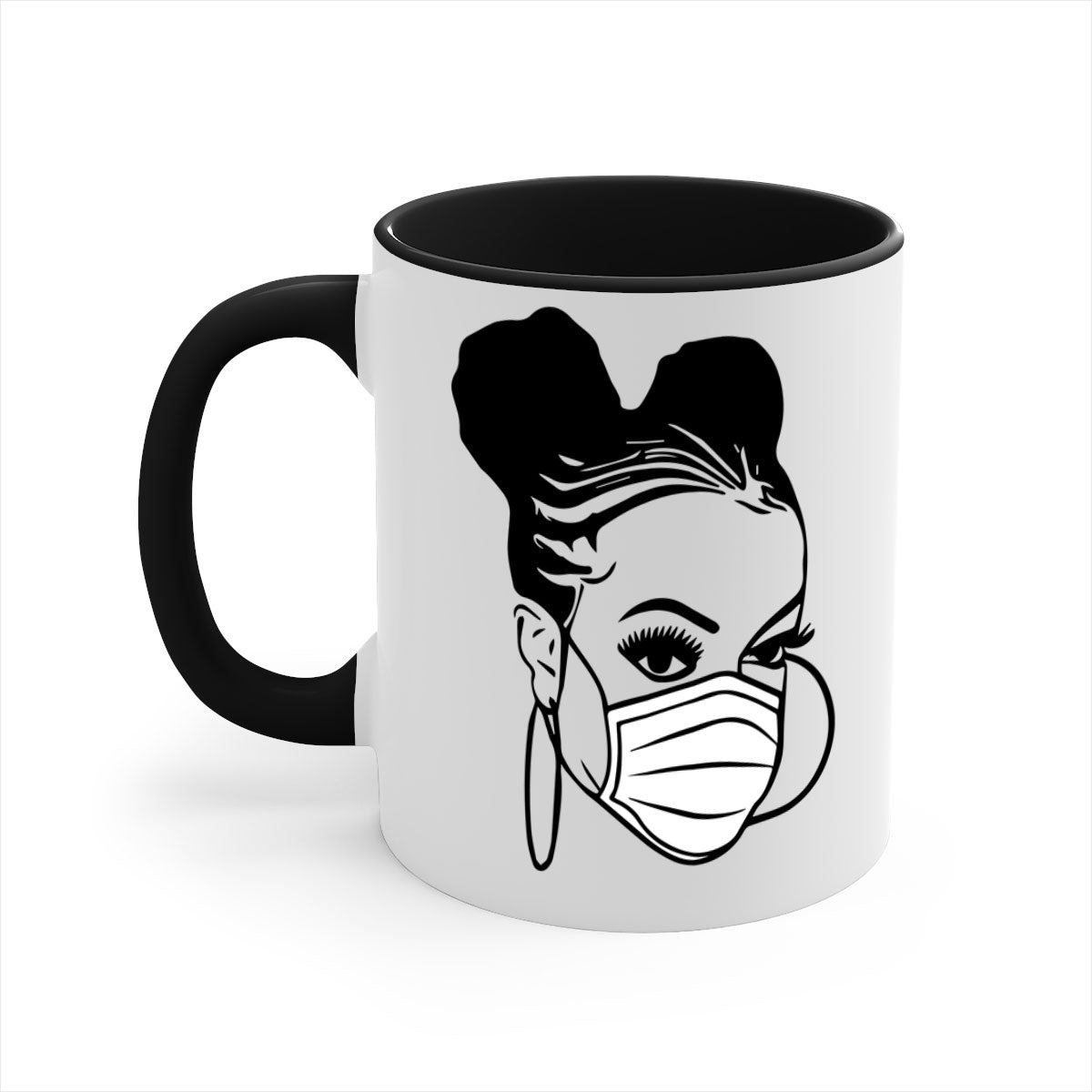Black Nurse 6# Mug featuring a glossy finish, colored handle, and interior, available in multiple colors and sizes.