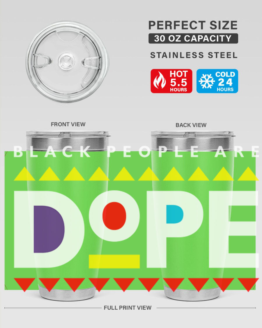 A stylish black cotton tank top featuring the bold phrase 'Black People Are Dope' printed prominently on the front, showcasing cultural pride.