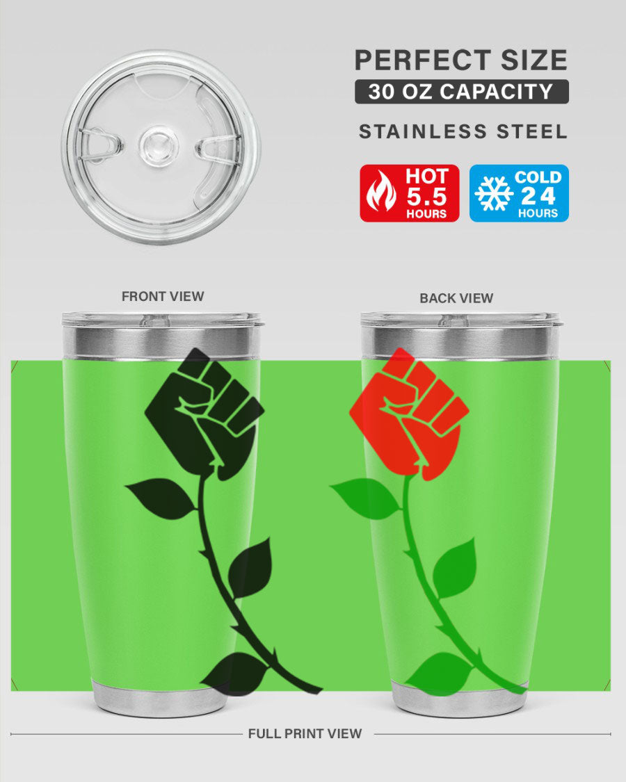 Black Power Fist Rose Cotton Tank featuring a bold design of a power fist and rose, symbolizing strength and resilience.