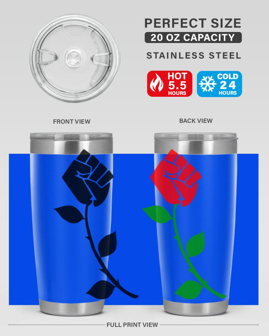 Black Power Fist Rose Cotton Tank featuring a bold design of a power fist and rose, symbolizing strength and resilience.