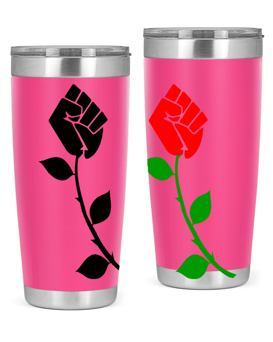 Black Power Fist Rose Cotton Tank featuring a bold design of a power fist and rose, symbolizing strength and resilience.