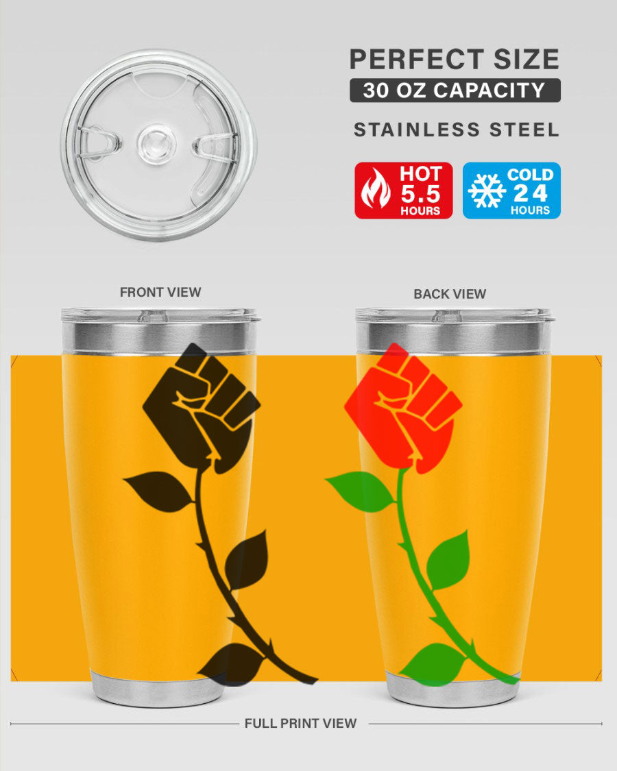 Black Power Fist Rose Cotton Tank featuring a bold design of a power fist and rose, symbolizing strength and resilience.