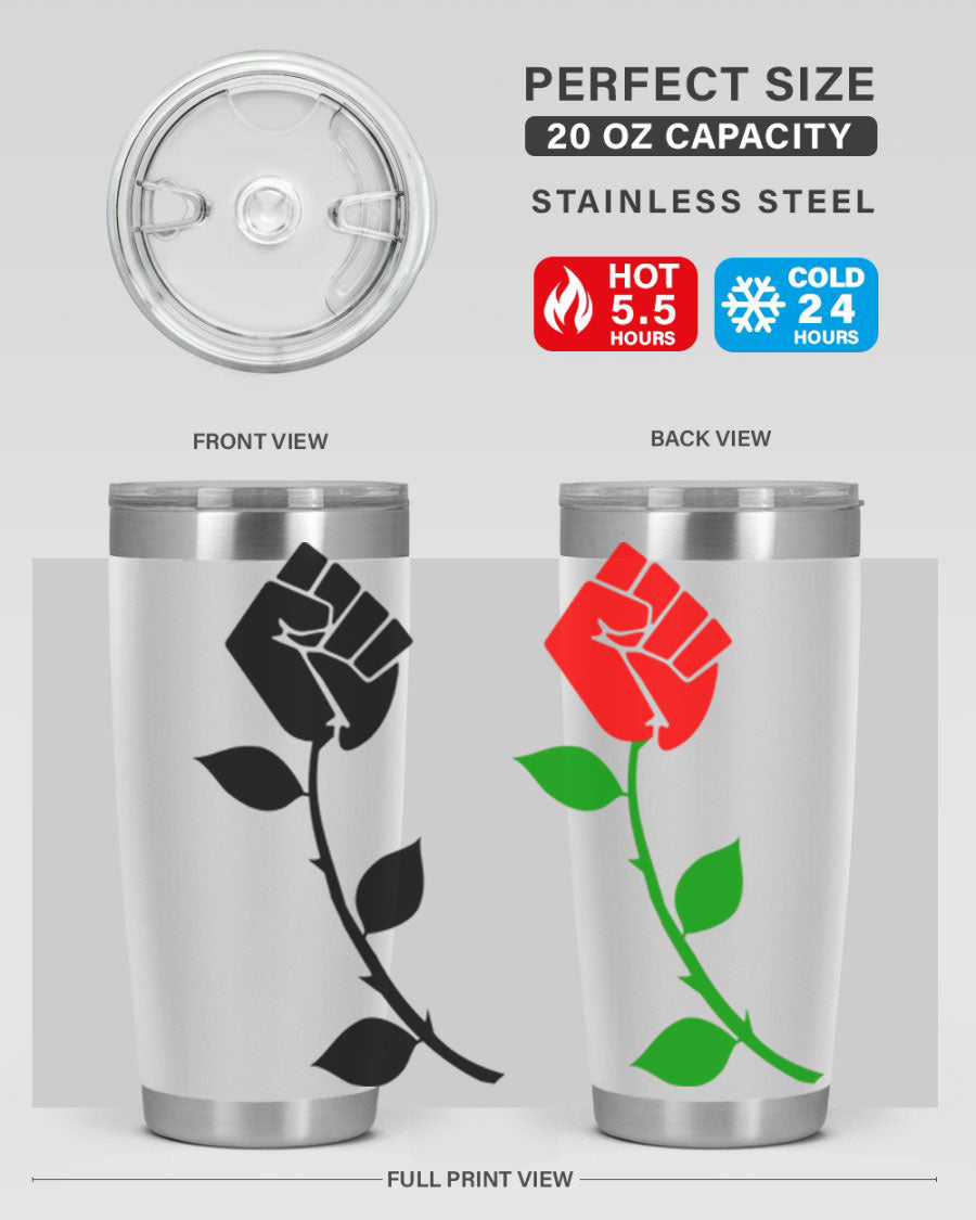 Black Power Fist Rose Cotton Tank featuring a bold design of a power fist and rose, symbolizing strength and resilience.