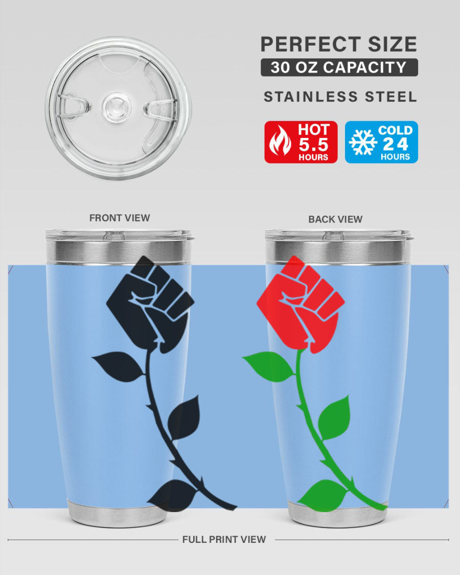 Black Power Fist Rose Cotton Tank featuring a bold design of a power fist and rose, symbolizing strength and resilience.