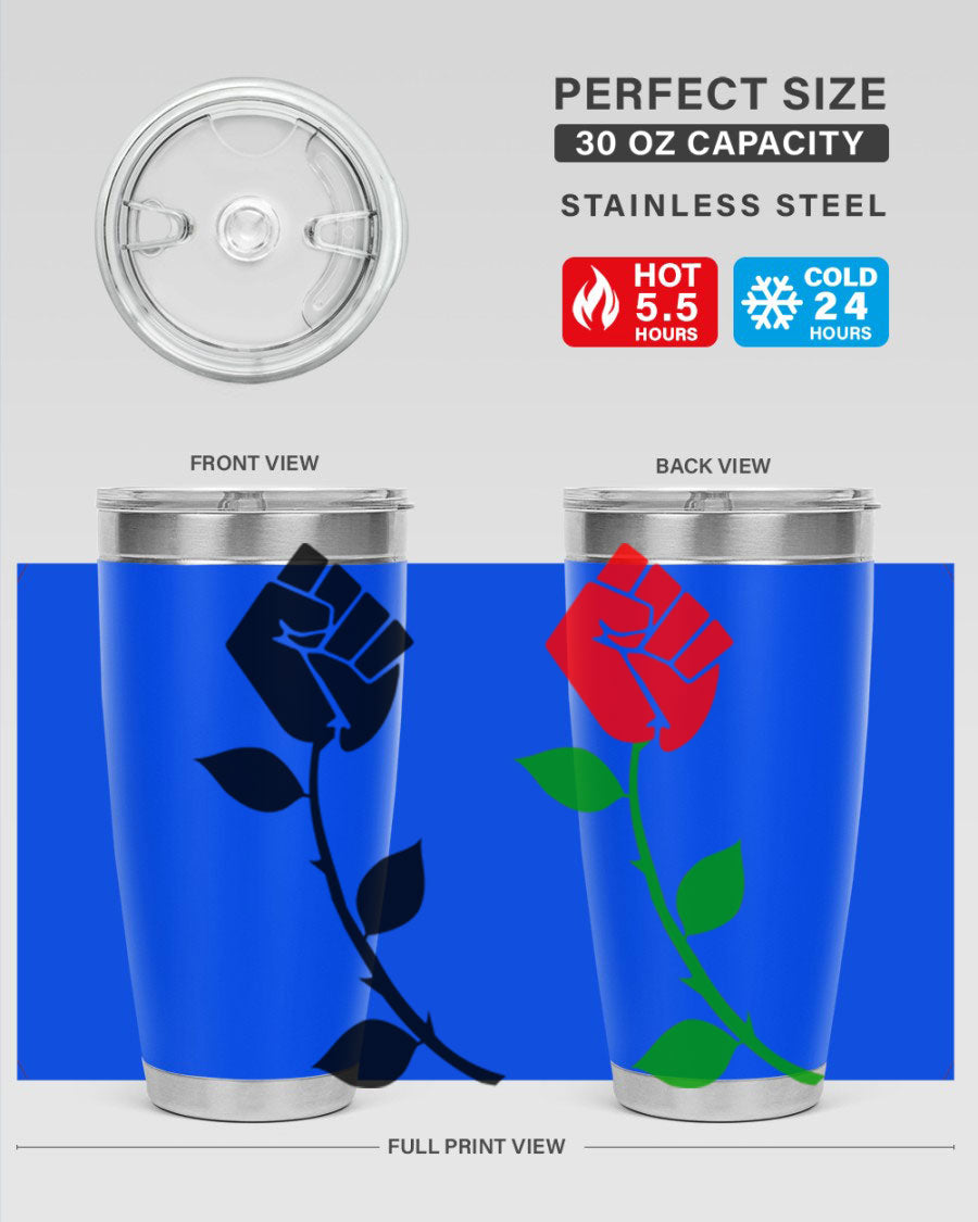 Black Power Fist Rose Cotton Tank featuring a bold design of a power fist and rose, symbolizing strength and resilience.