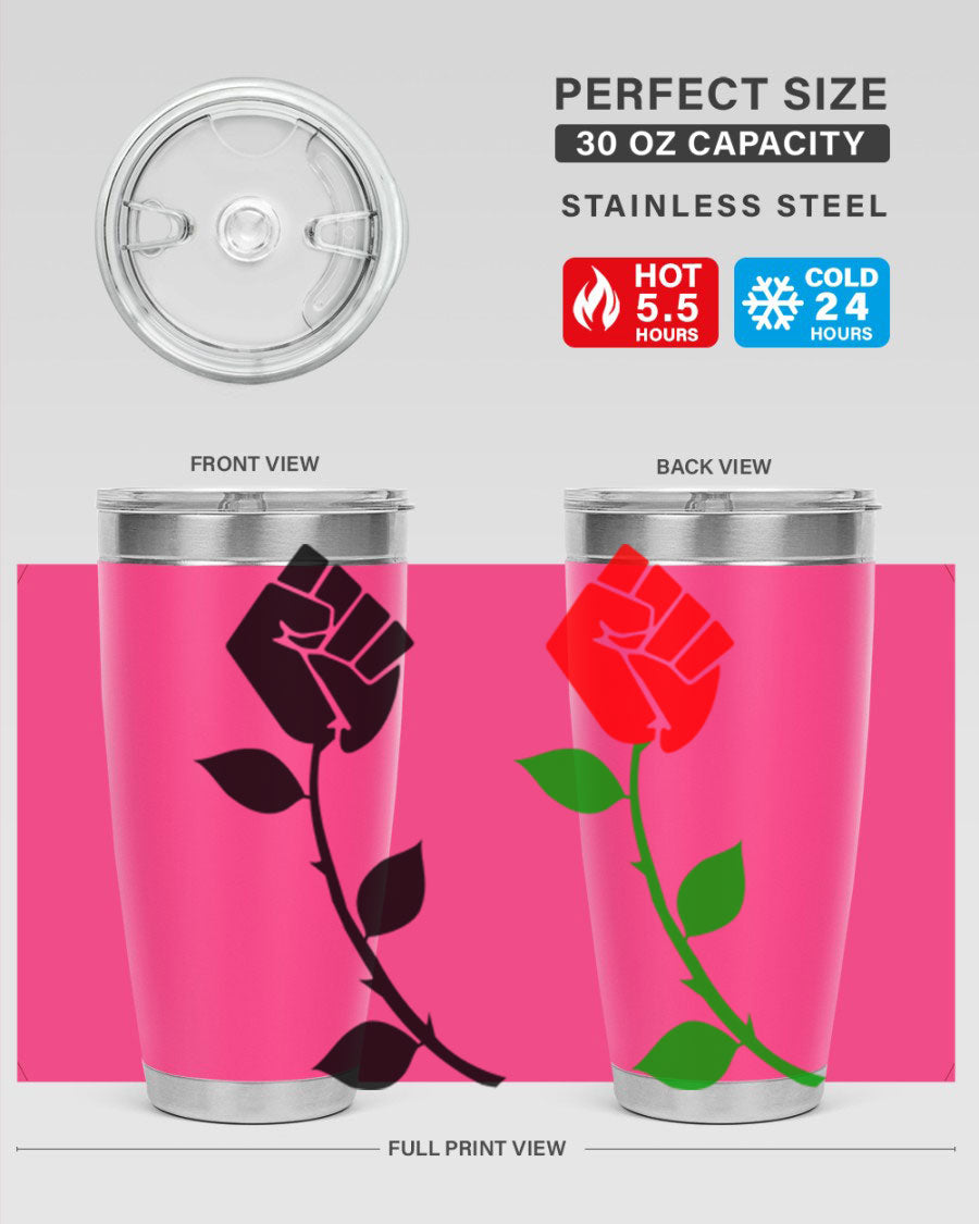 Black Power Fist Rose Cotton Tank featuring a bold design of a power fist and rose, symbolizing strength and resilience.