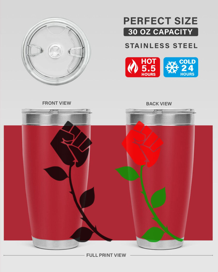 Black Power Fist Rose Cotton Tank featuring a bold design of a power fist and rose, symbolizing strength and resilience.