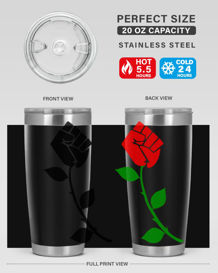 Black Power Fist Rose Cotton Tank featuring a bold design of a power fist and rose, symbolizing strength and resilience.