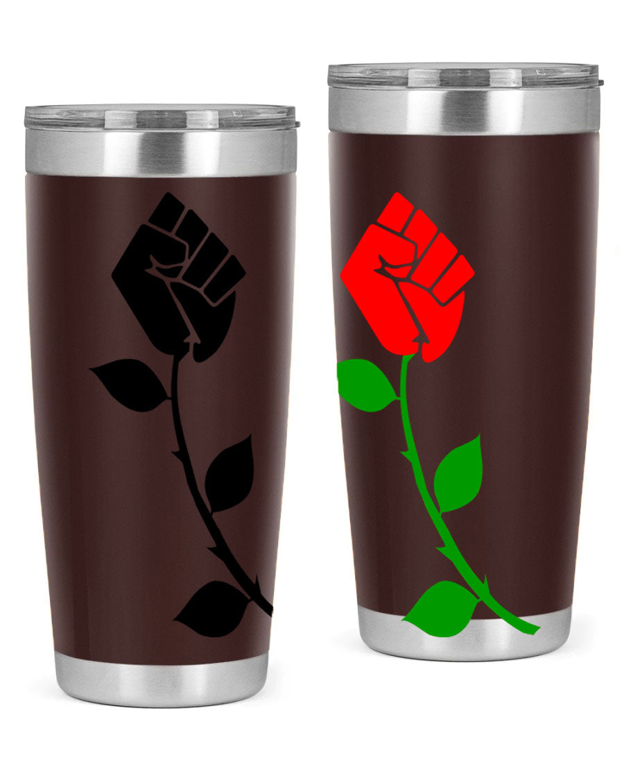 Black Power Fist Rose Cotton Tank featuring a bold design of a power fist and rose, symbolizing strength and resilience.