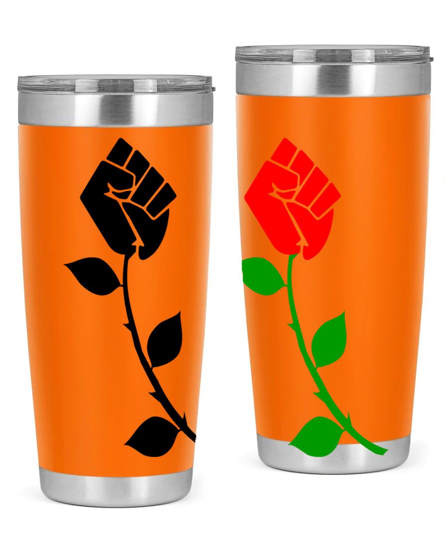 Black Power Fist Rose Cotton Tank featuring a bold design of a power fist and rose, symbolizing strength and resilience.