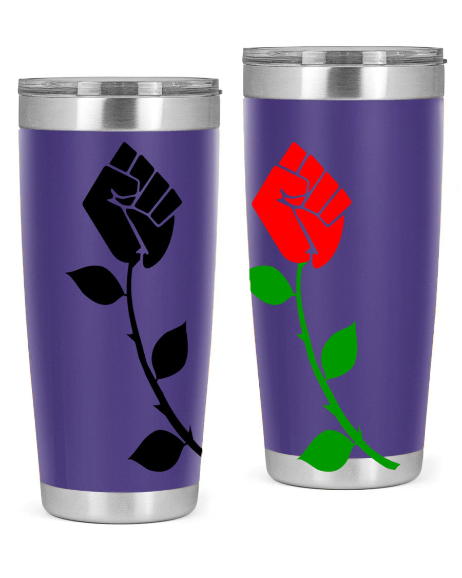 Black Power Fist Rose Cotton Tank featuring a bold design of a power fist and rose, symbolizing strength and resilience.