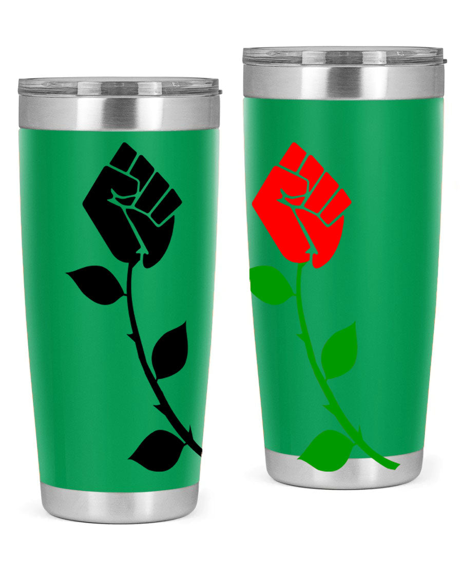 Black Power Fist Rose Cotton Tank featuring a bold design of a power fist and rose, symbolizing strength and resilience.