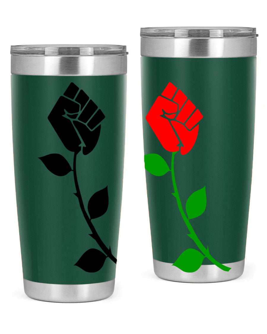 Black Power Fist Rose Cotton Tank featuring a bold design of a power fist and rose, symbolizing strength and resilience.