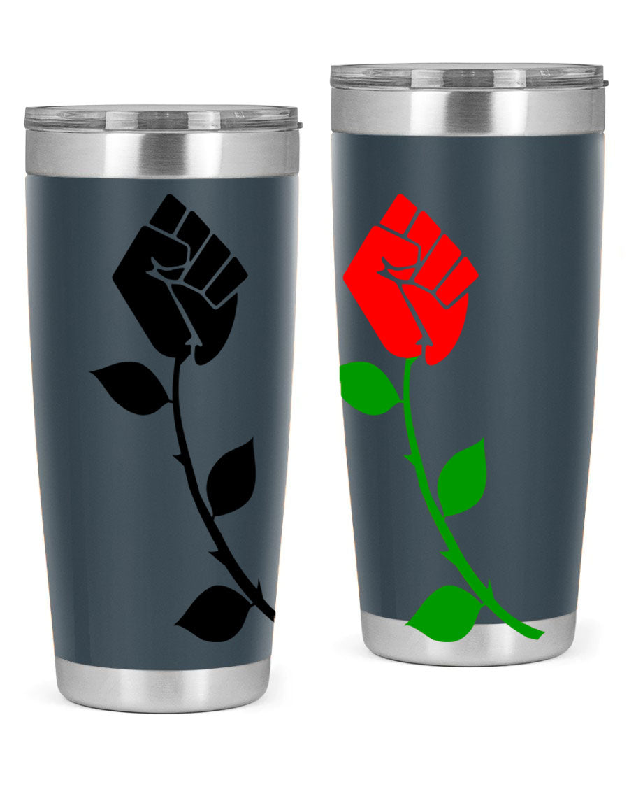 Black Power Fist Rose Cotton Tank featuring a bold design of a power fist and rose, symbolizing strength and resilience.