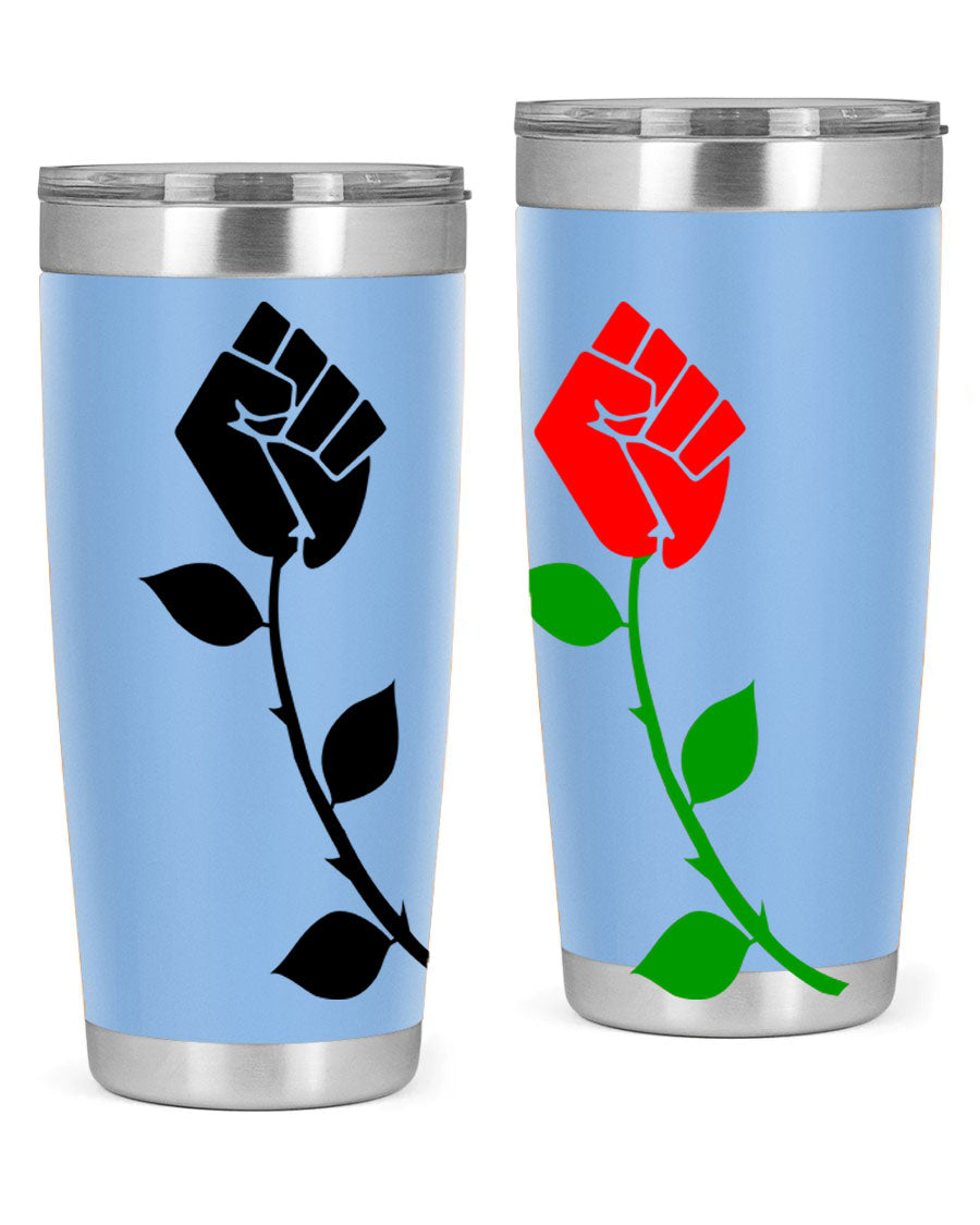 Black Power Fist Rose Cotton Tank featuring a bold design of a power fist and rose, symbolizing strength and resilience.