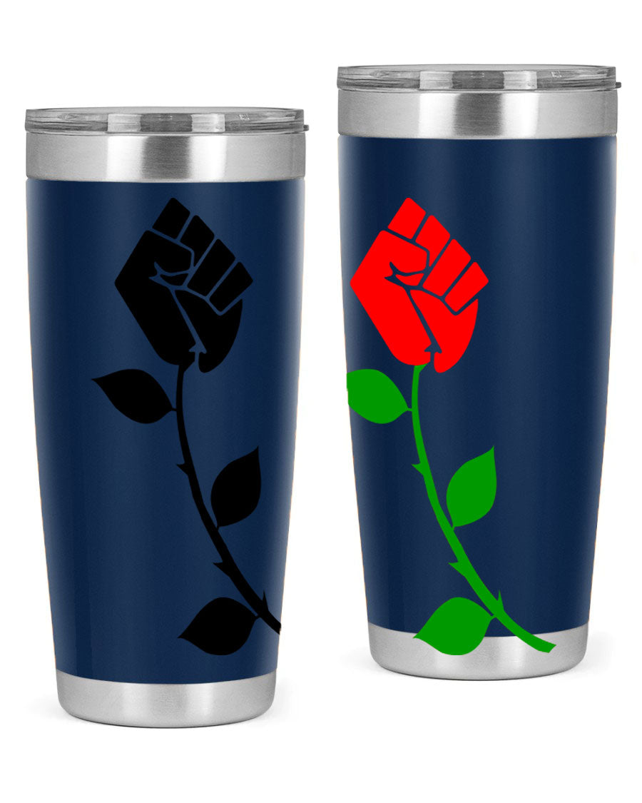 Black Power Fist Rose Cotton Tank featuring a bold design of a power fist and rose, symbolizing strength and resilience.