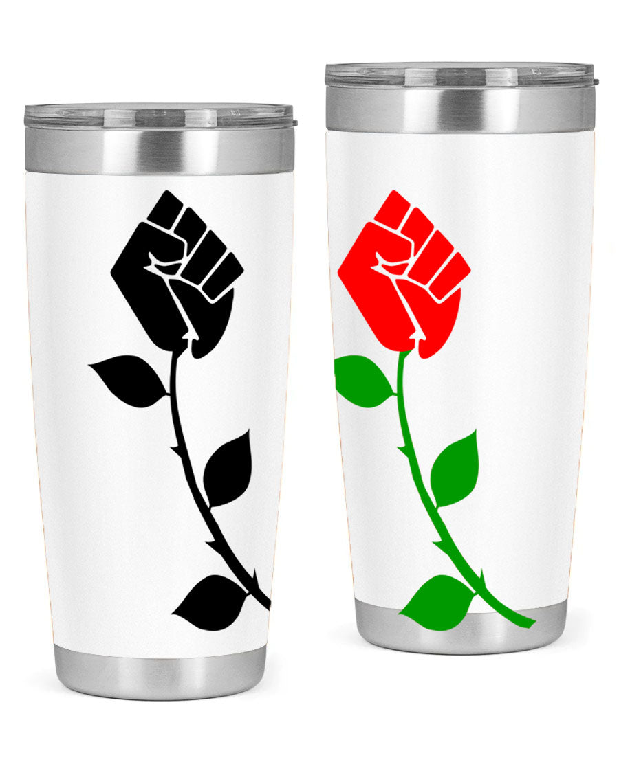 Black Power Fist Rose Cotton Tank featuring a bold design of a power fist and rose, symbolizing strength and resilience.