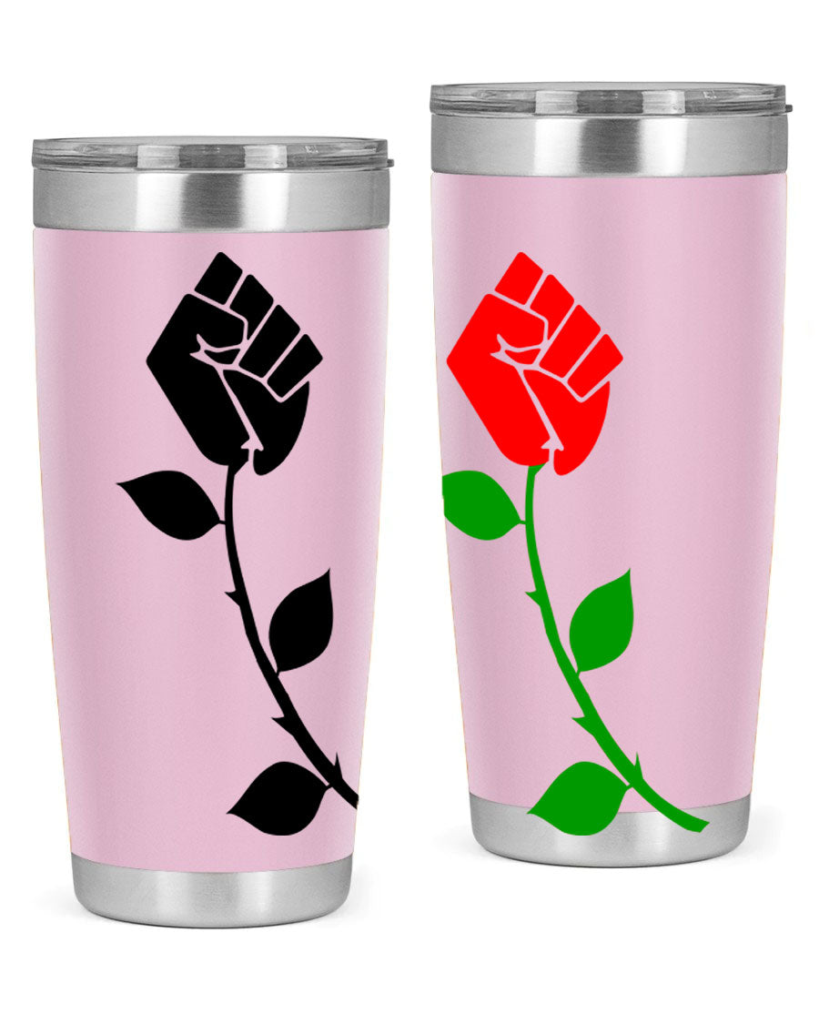 Black Power Fist Rose Cotton Tank featuring a bold design of a power fist and rose, symbolizing strength and resilience.