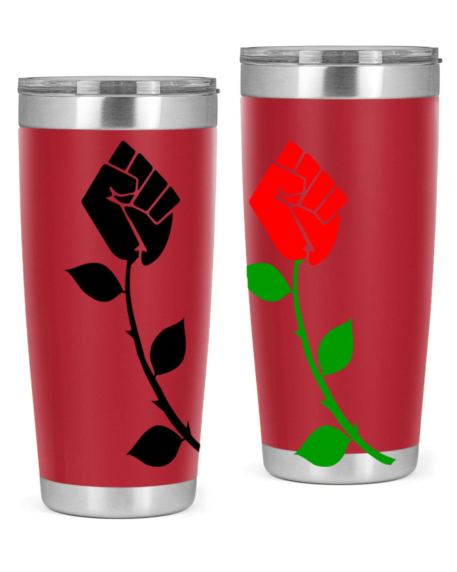 Black Power Fist Rose Cotton Tank featuring a bold design of a power fist and rose, symbolizing strength and resilience.