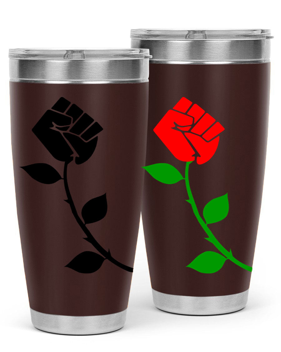 Black Power Fist Rose Cotton Tank featuring a bold design of a power fist and rose, symbolizing strength and resilience.