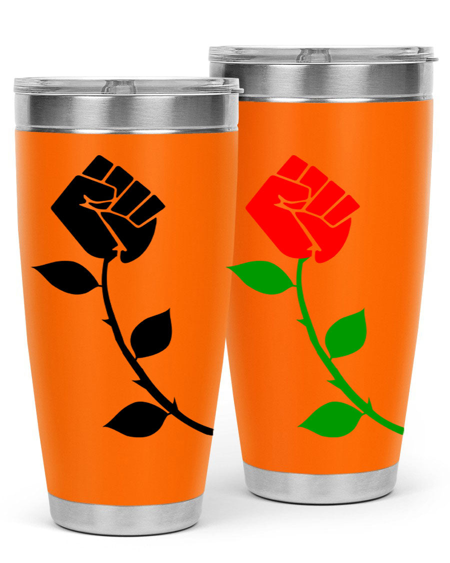 Black Power Fist Rose Cotton Tank featuring a bold design of a power fist and rose, symbolizing strength and resilience.