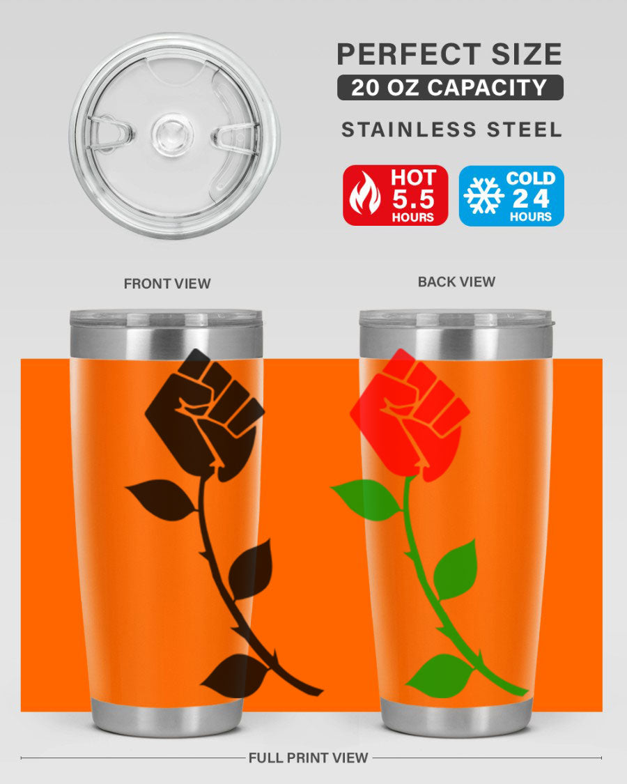 Black Power Fist Rose Cotton Tank featuring a bold design of a power fist and rose, symbolizing strength and resilience.