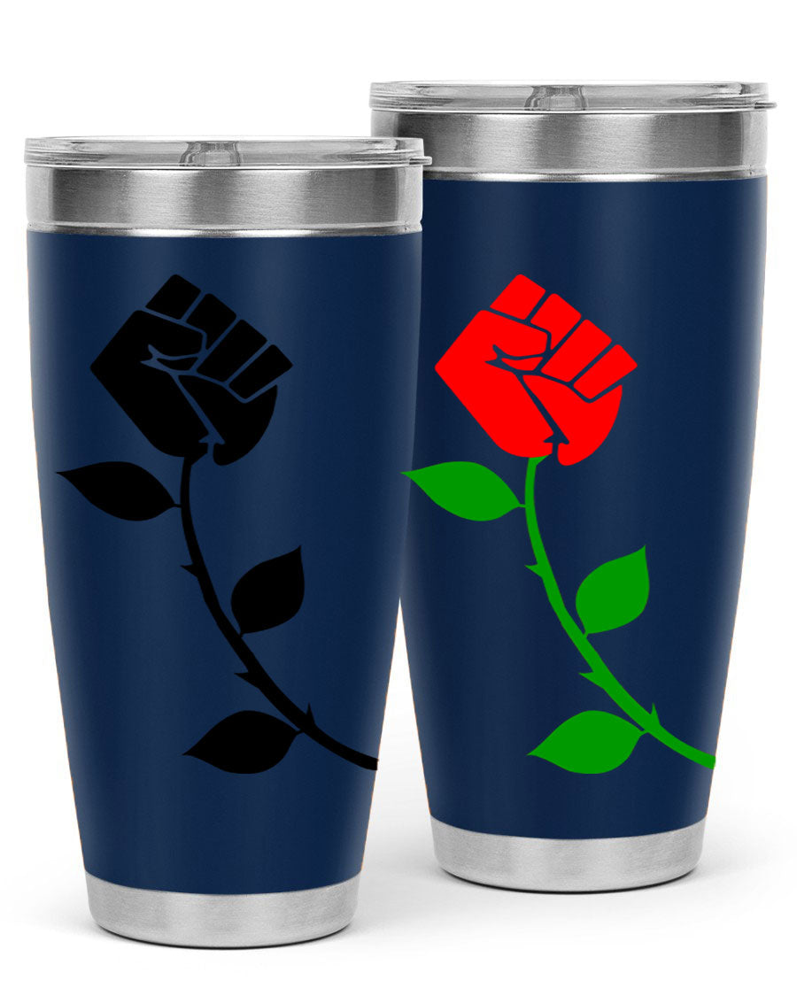 Black Power Fist Rose Cotton Tank featuring a bold design of a power fist and rose, symbolizing strength and resilience.