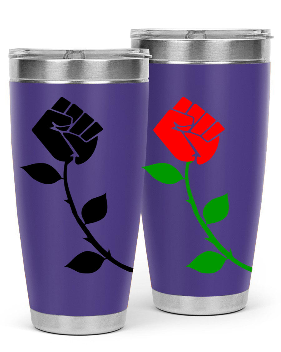 Black Power Fist Rose Cotton Tank featuring a bold design of a power fist and rose, symbolizing strength and resilience.