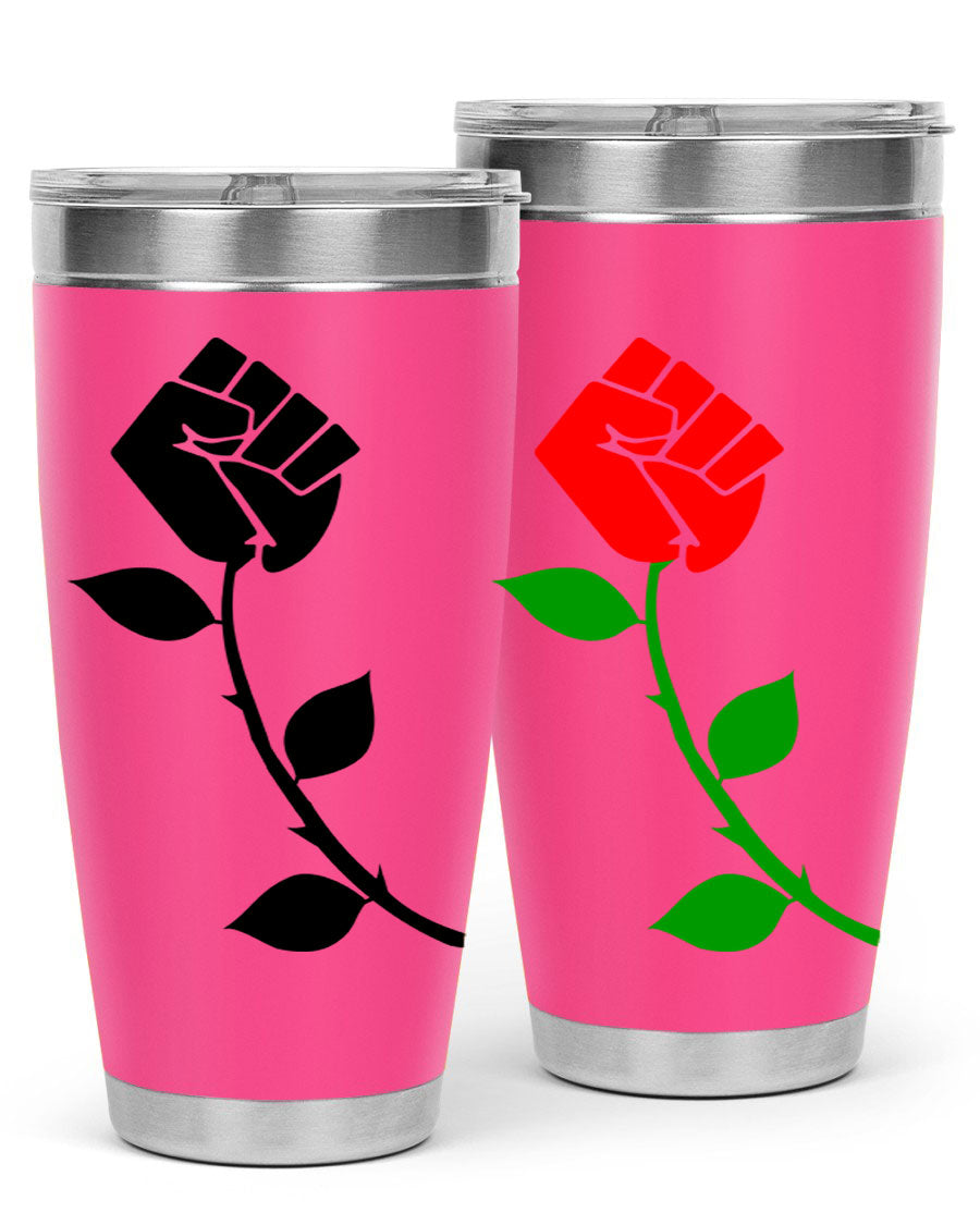 Black Power Fist Rose Cotton Tank featuring a bold design of a power fist and rose, symbolizing strength and resilience.