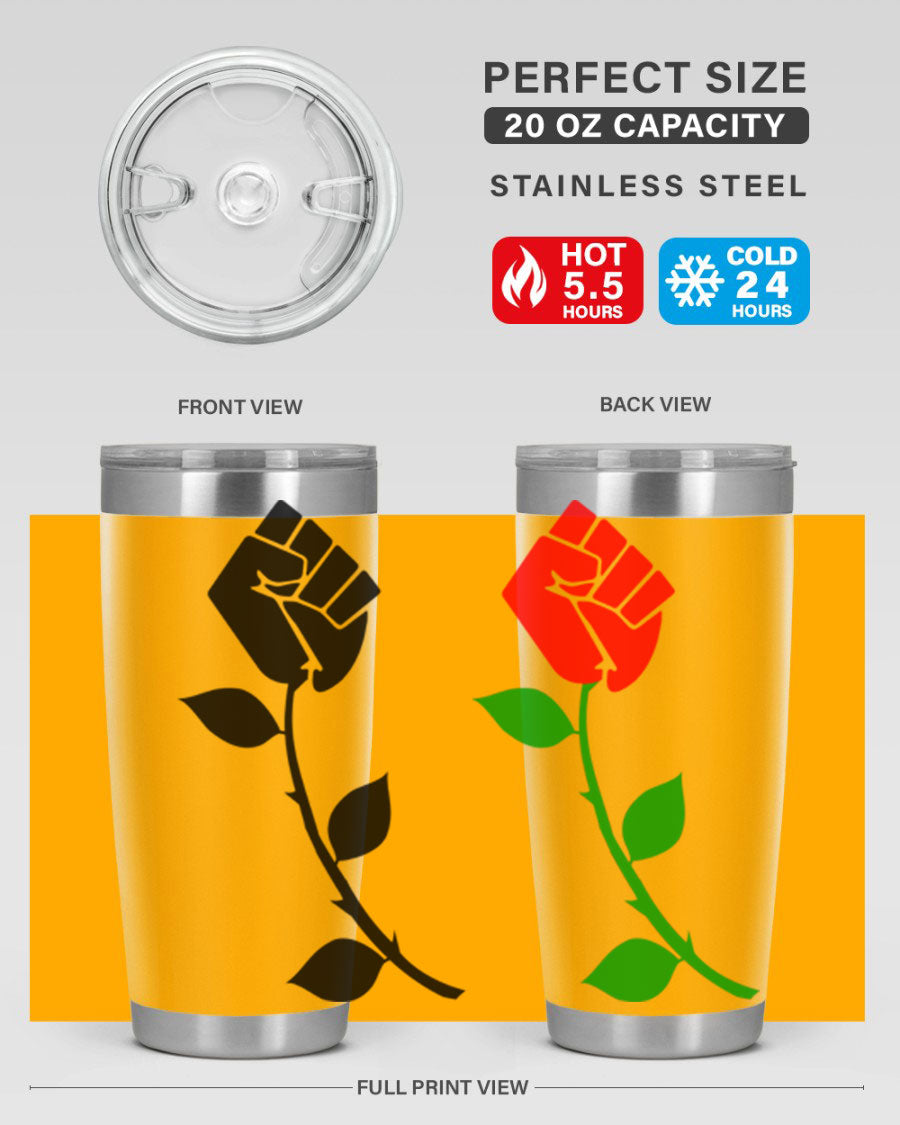 Black Power Fist Rose Cotton Tank featuring a bold design of a power fist and rose, symbolizing strength and resilience.