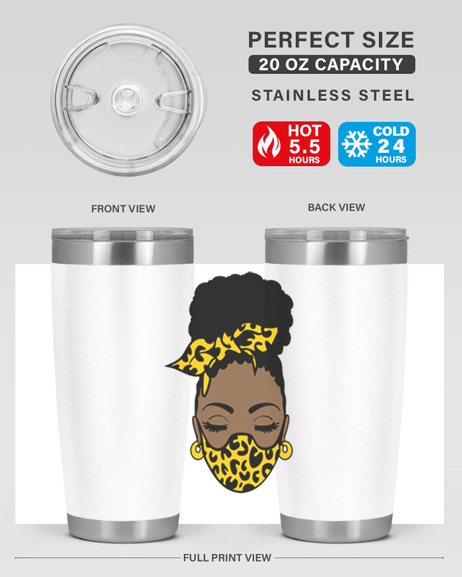 Black Women - Queen 1# Tumbler showcasing a stylish design with double wall vacuum insulation, perfect for hot and cold beverages.