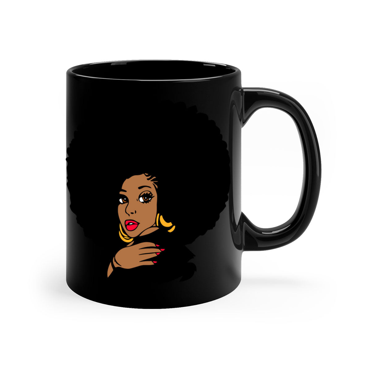 Black Women - Queen Mug featuring a glossy finish with a colored handle and interior, available in five vibrant colors.