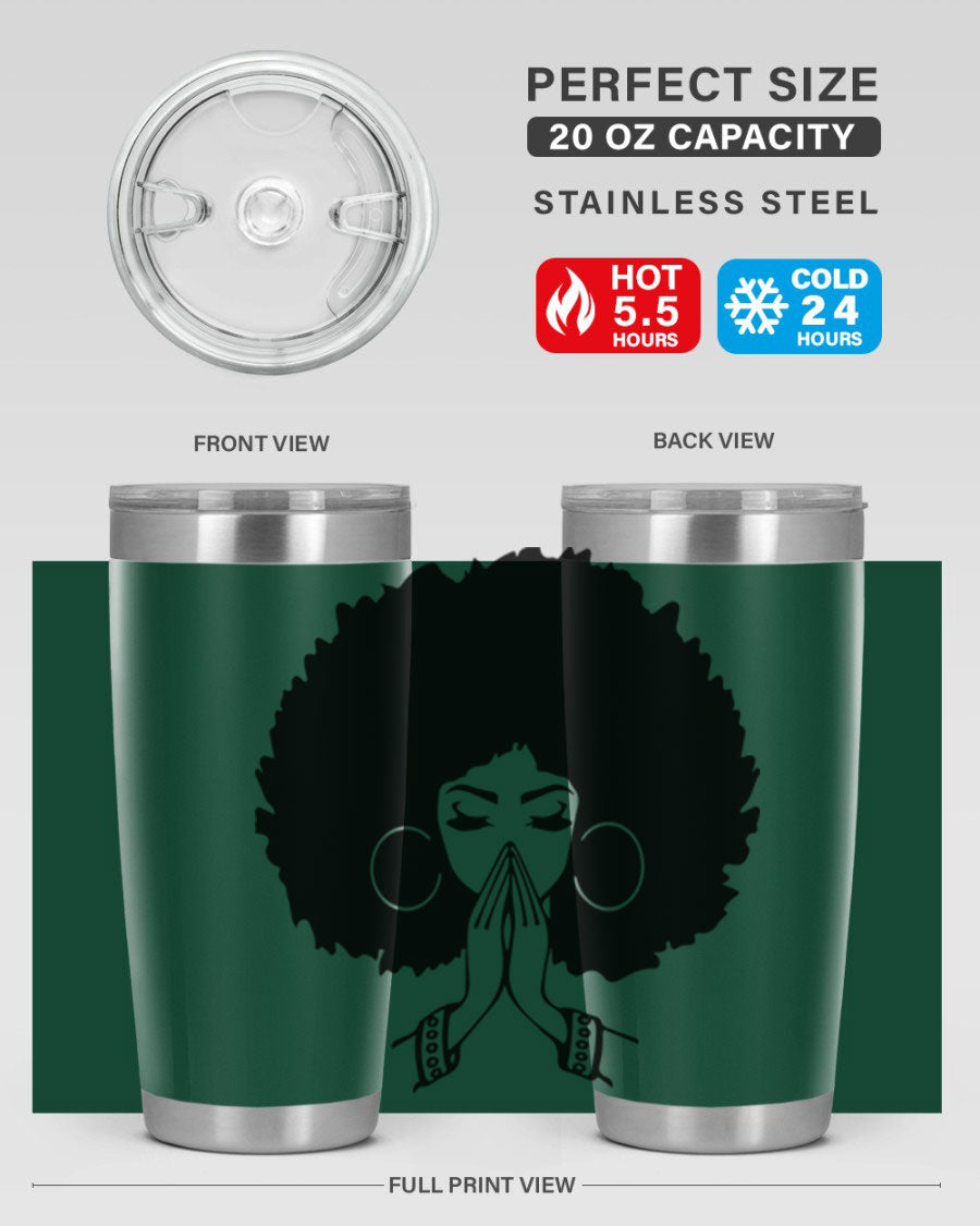 Black Women - Queen 21# Tumbler, double wall vacuum stainless steel with a stylish design celebrating black women.
