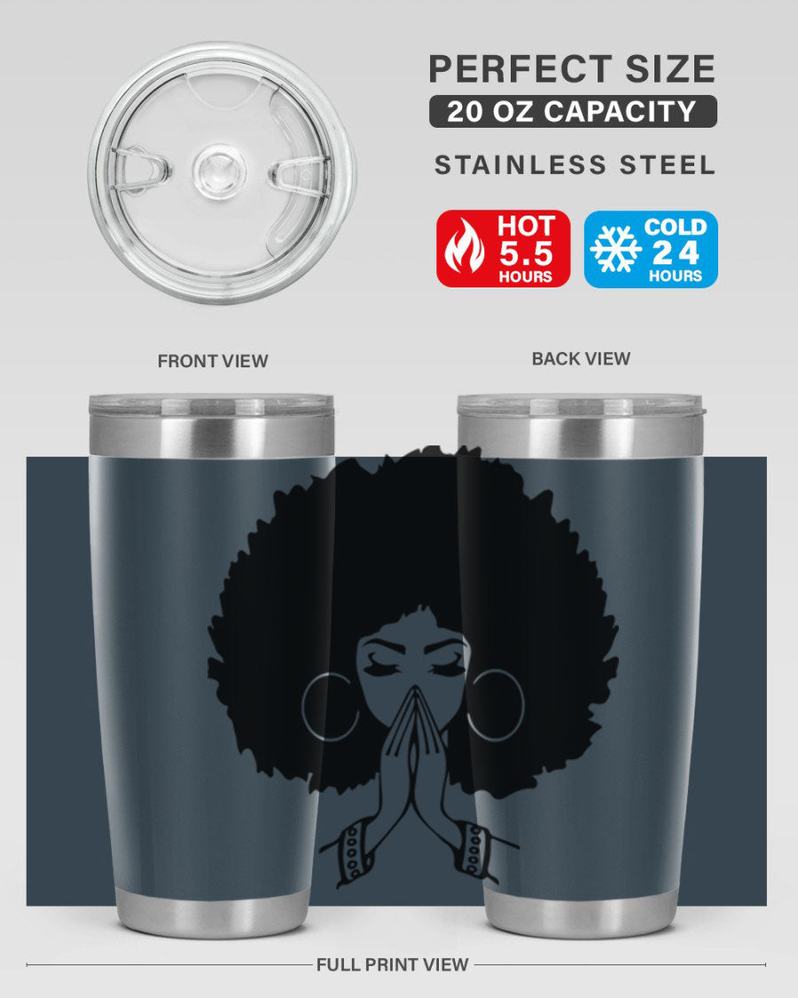 Black Women - Queen 21# Tumbler, double wall vacuum stainless steel with a stylish design celebrating black women.