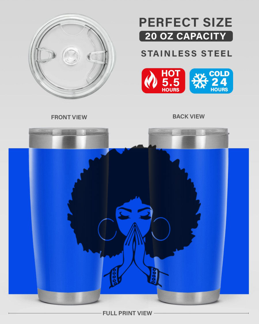 Black Women - Queen 21# Tumbler, double wall vacuum stainless steel with a stylish design celebrating black women.