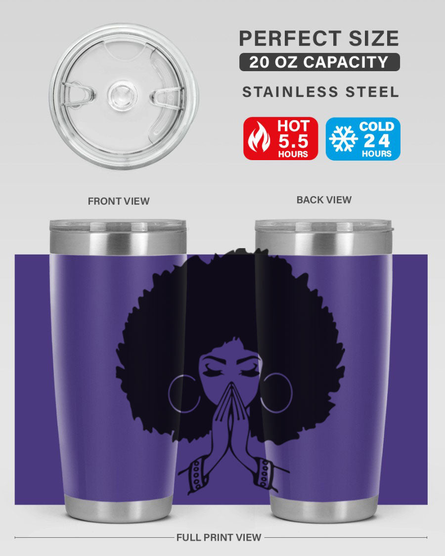Black Women - Queen 21# Tumbler, double wall vacuum stainless steel with a stylish design celebrating black women.