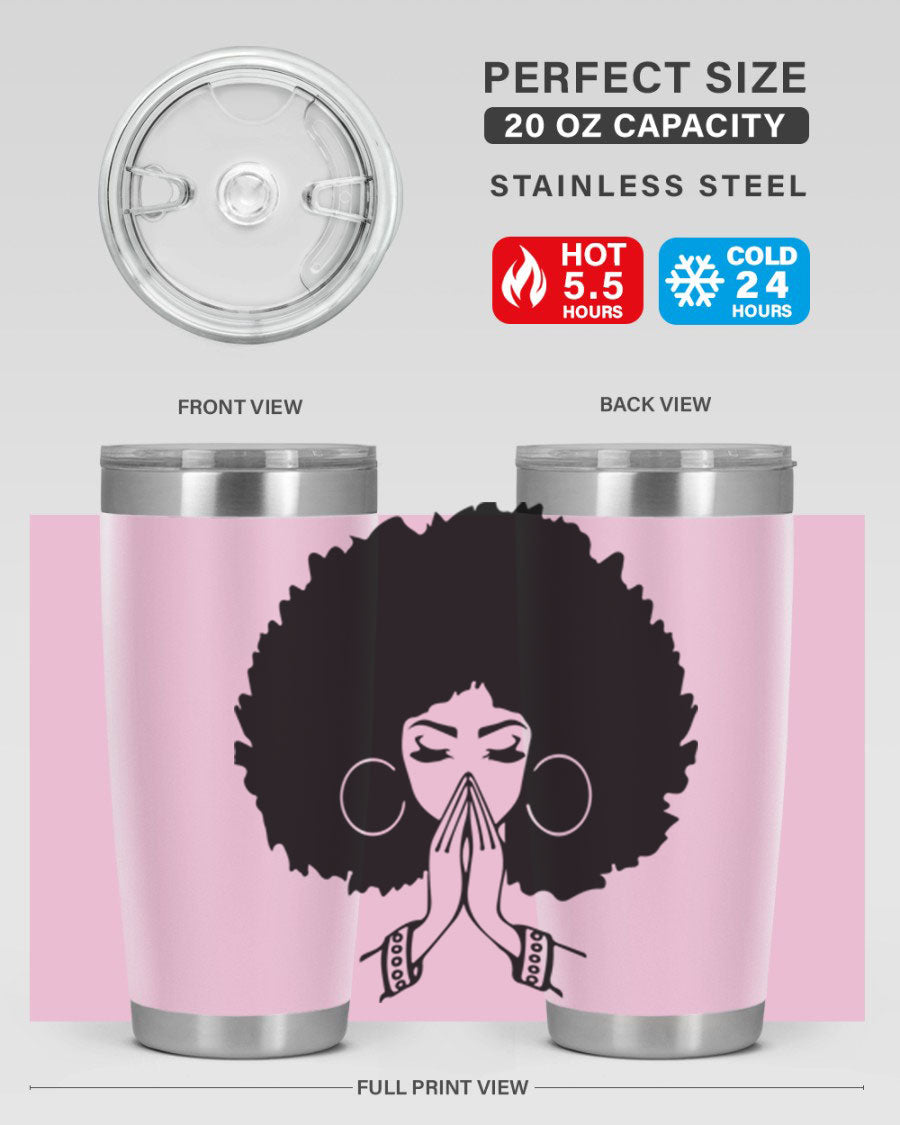 Black Women - Queen 21# Tumbler, double wall vacuum stainless steel with a stylish design celebrating black women.