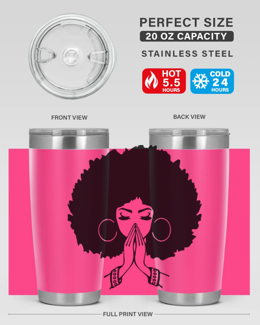 Black Women - Queen 21# Tumbler, double wall vacuum stainless steel with a stylish design celebrating black women.