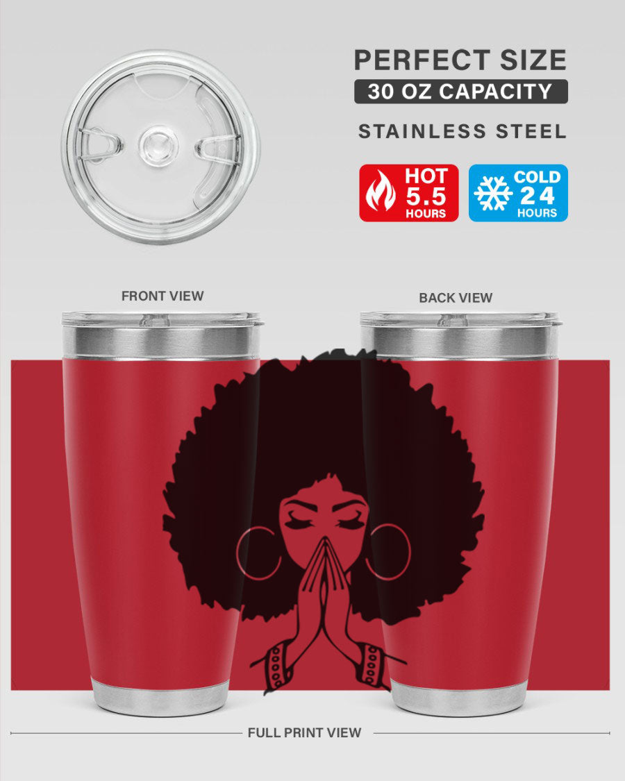 Black Women - Queen 21# Tumbler, double wall vacuum stainless steel with a stylish design celebrating black women.