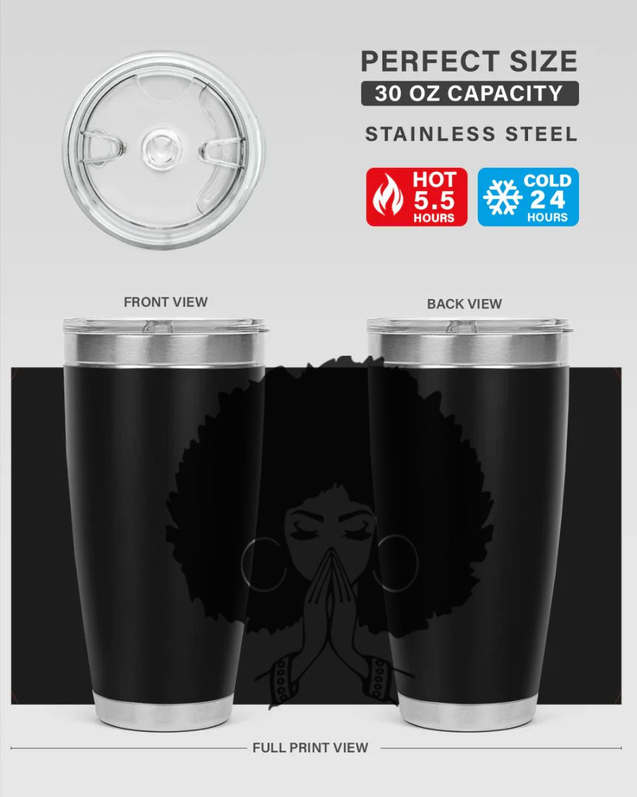 Black Women - Queen 21# Tumbler, double wall vacuum stainless steel with a stylish design celebrating black women.