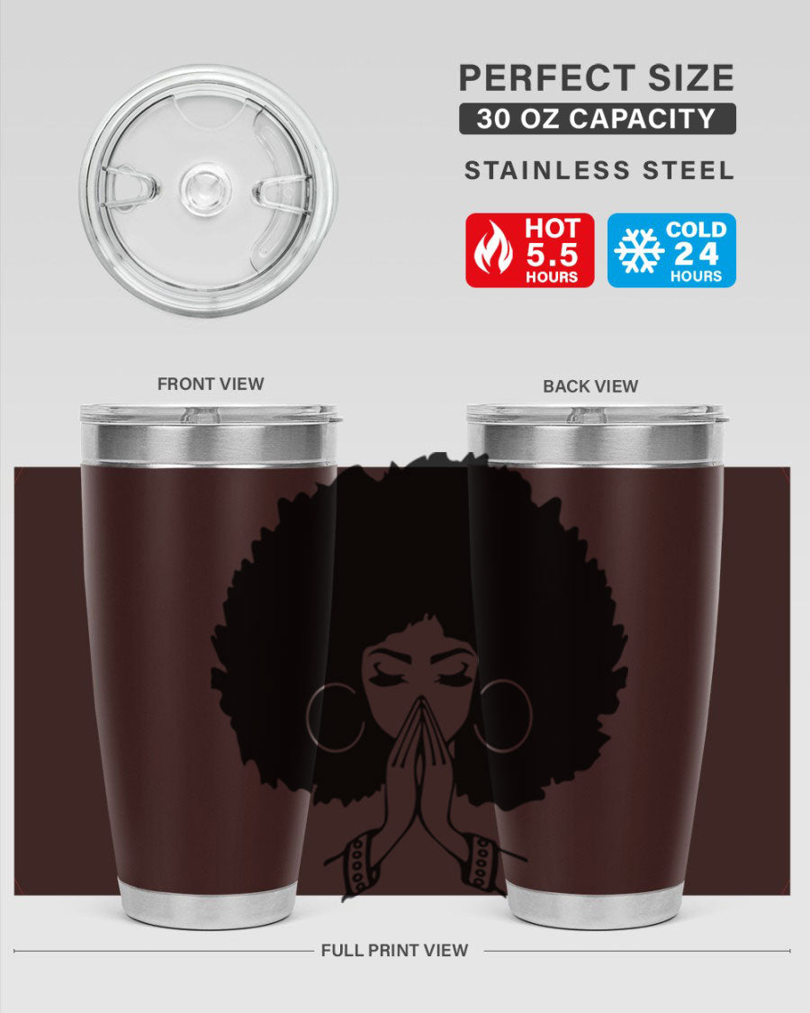 Black Women - Queen 21# Tumbler, double wall vacuum stainless steel with a stylish design celebrating black women.