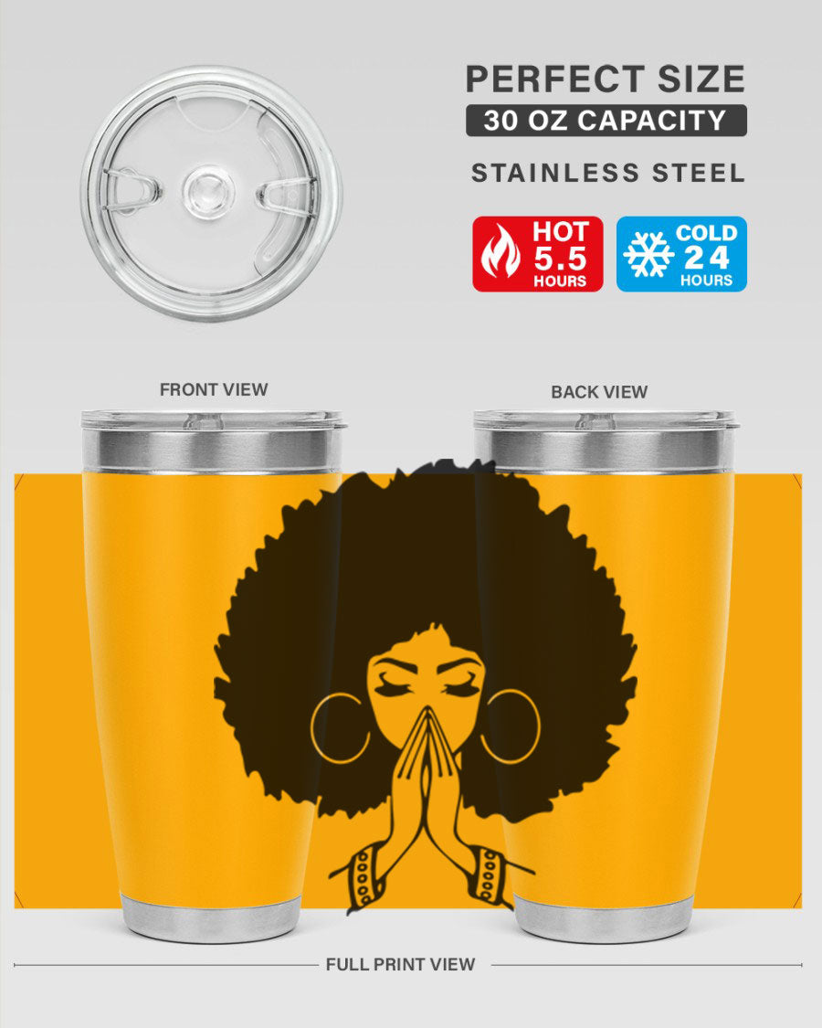 Black Women - Queen 21# Tumbler, double wall vacuum stainless steel with a stylish design celebrating black women.