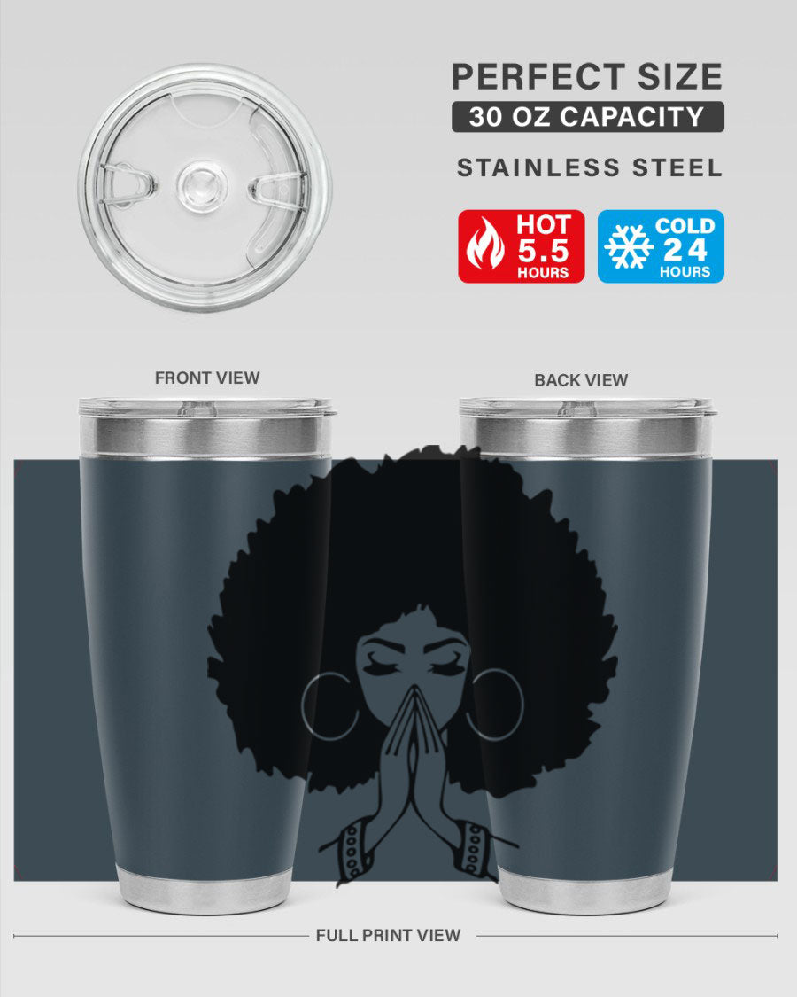 Black Women - Queen 21# Tumbler, double wall vacuum stainless steel with a stylish design celebrating black women.