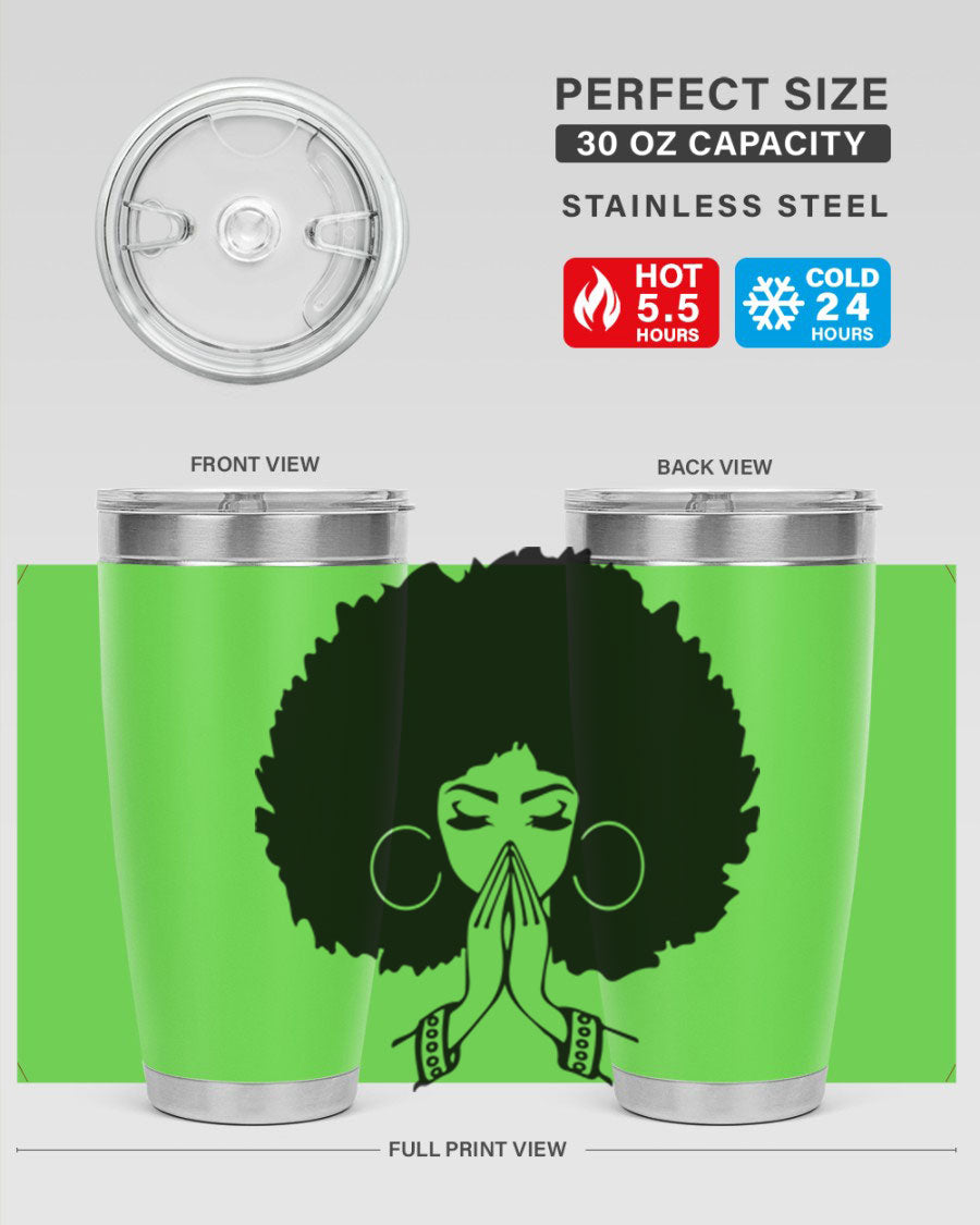 Black Women - Queen 21# Tumbler, double wall vacuum stainless steel with a stylish design celebrating black women.